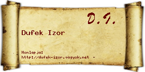 Dufek Izor névjegykártya